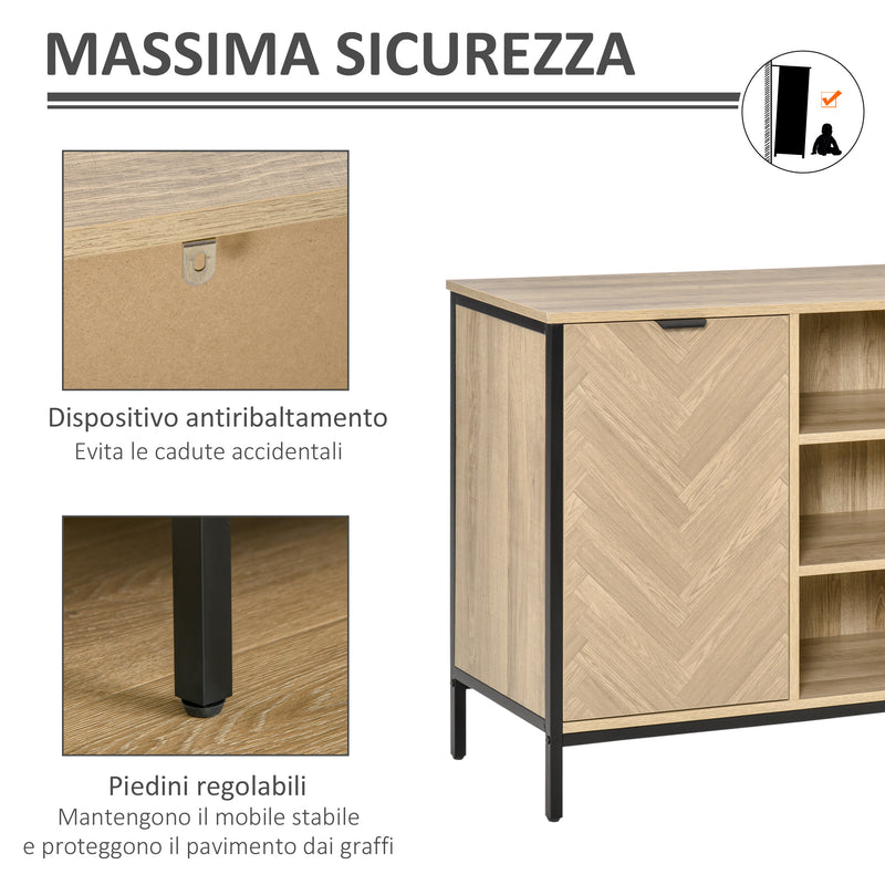 Credenza 3 Ripiani 2 Ante 120x39,2x76 cm in Legno Rovere-6