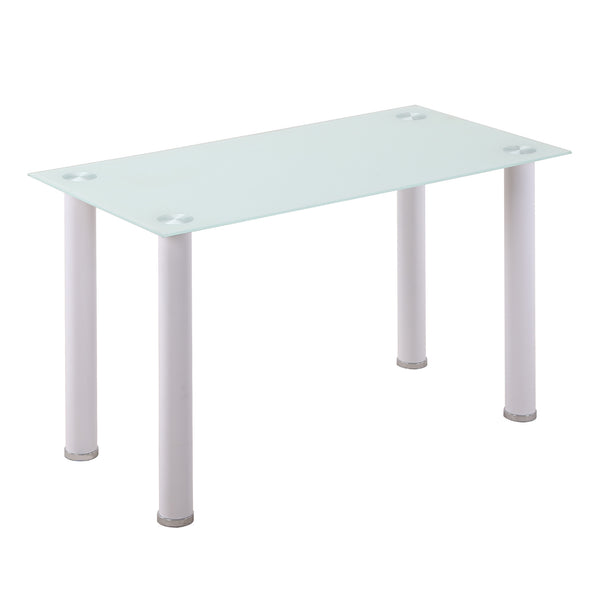 sconto Rechteckiger Tisch 120 x 60 x 75 cm aus Metall und weißem gehärtetem Glas