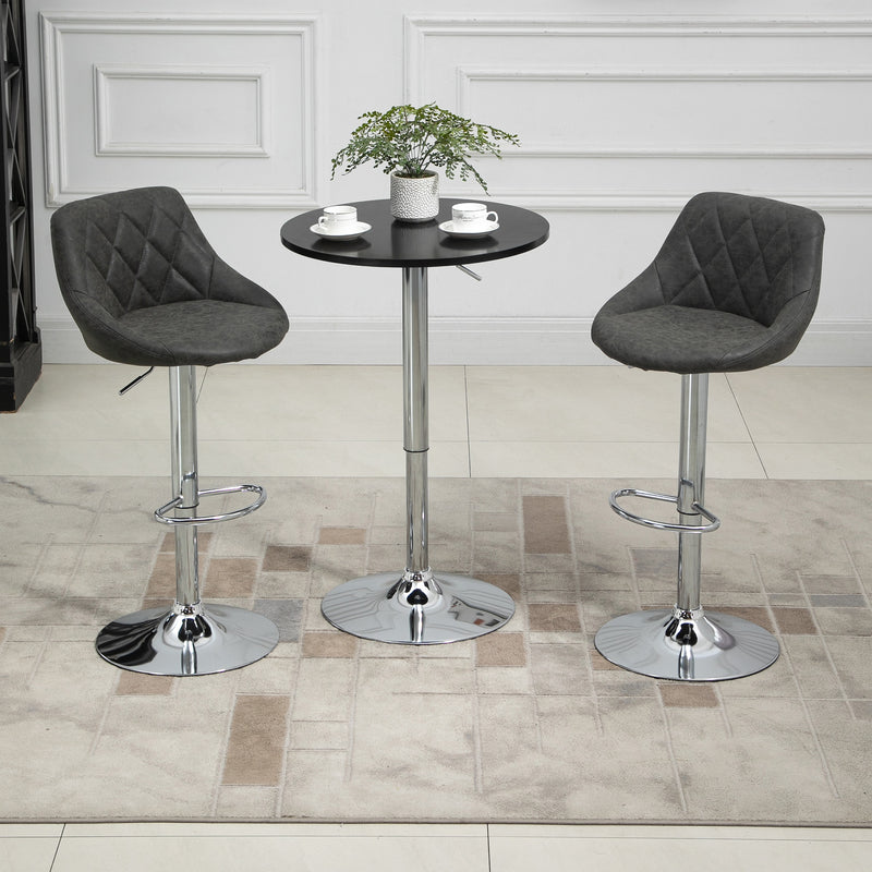 Set 2 Sgabelli da Bar 51,5x48x83-104 cm in Similpelle Grigio Scuro-7