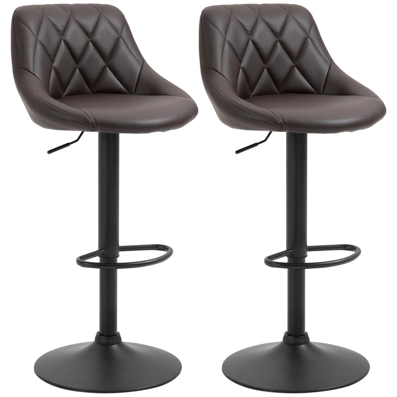 Set 2 Sgabelli da Bar 51,5x48x83-104 cm in Similpelle Marrone e Nero-1