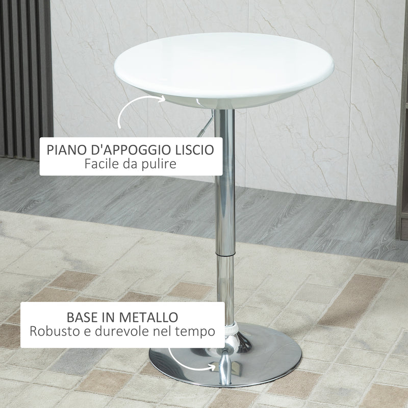 Tavolino da Bar Ø61x76-97 cm in Acciaio e ABS Bianco-6