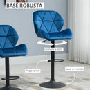 Set 2 Sgabelli da Bar 51,5x57,5x93-114,5 cm in Tessuto Effetto Velluto Blu-5