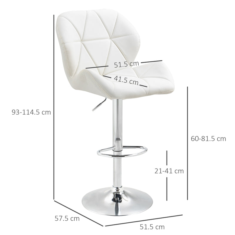 Set 2 Sgabelli da Bar 51,5x57,5x93-114,5 cm in Similpelle Bianche-3