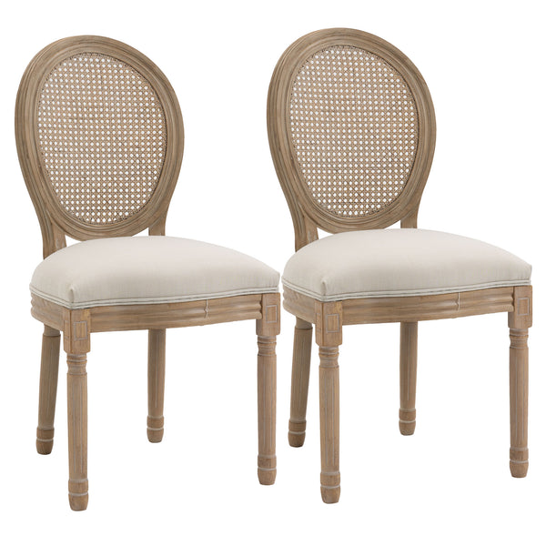 Set mit 2 gepolsterten Stühlen 49 x 56 x 96 cm in Holz und weißem Stoff sconto