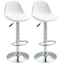 Set 2 Sgabelli Bar 40x42x82-104 cm con Schienale e Poggiapiedi in Similpelle Bianco-1