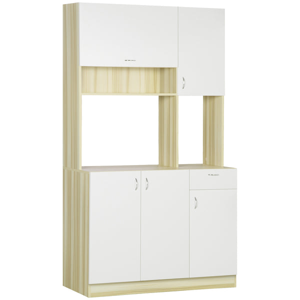 Buffetschrank für die Küche 102 x 48 x 180 cm in weißer Spanplatte und Holz prezzo