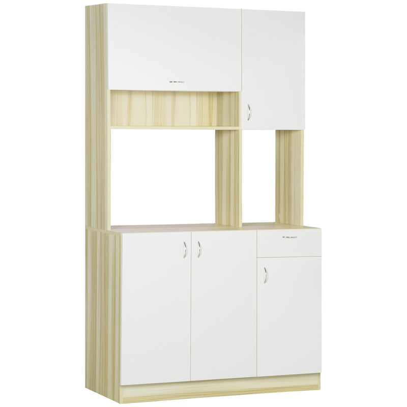 Mobile Buffet per Cucina 102x48x180 cm in  Truciolato Bianco e Legno-1