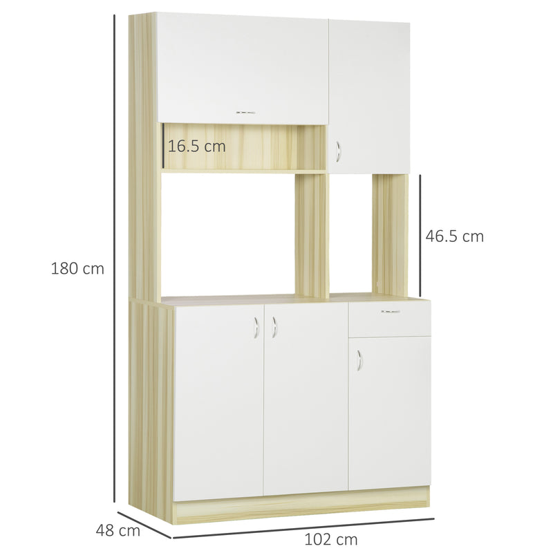 Mobile Buffet per Cucina 102x48x180 cm in  Truciolato Bianco e Legno-3