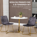 Set 2 Sedie da Soggiorno 49x61,5x85 cm in Tessuto Effetto Velluto Grigio-4