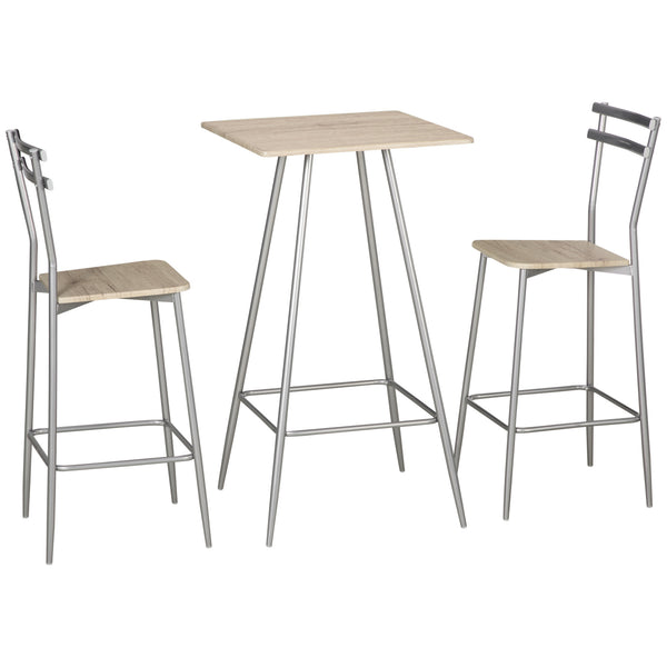 Bar Set Stehtisch und 2 Gartenhocker aus Stahl und Eichenholz prezzo