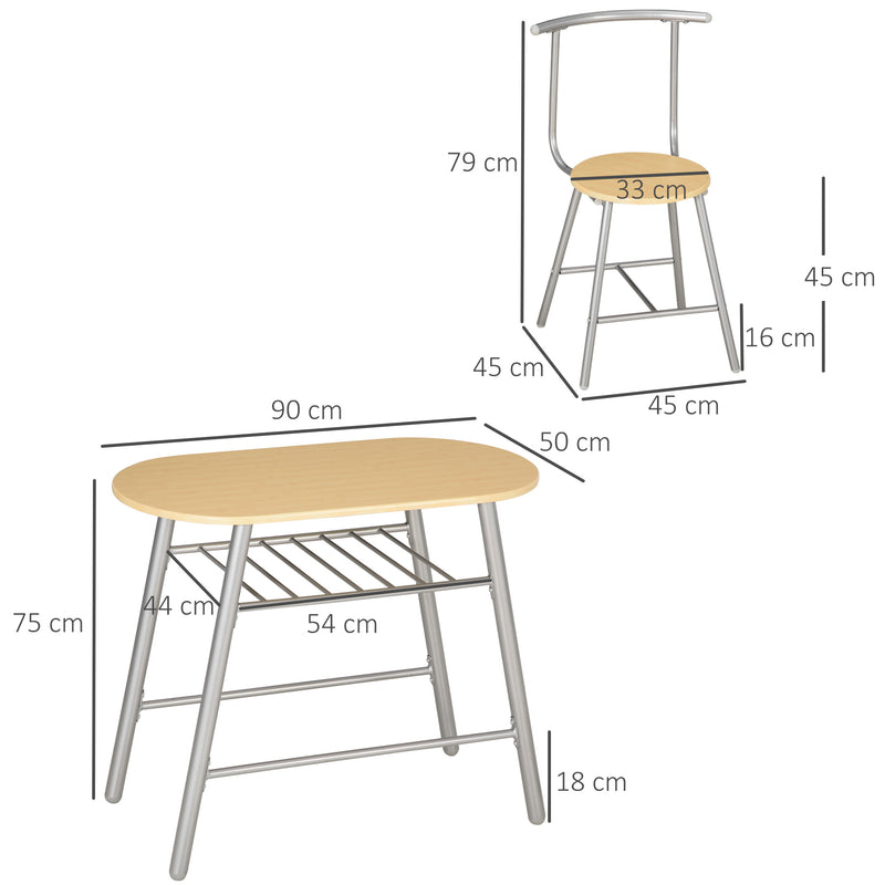 Set Tavolo e 2 Sedie  da Giardino in MDF e Acciaio Argento-3