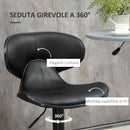 Set 2 Sgabelli Bar 45,5x46x89,5-109,5 cm con Schienale e Poggiapiedi e Similpelle Nero-6