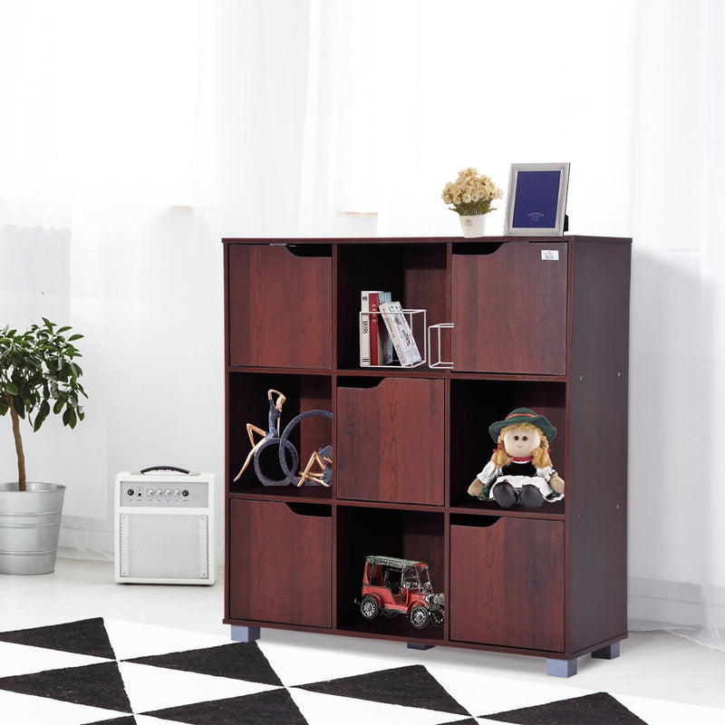 Libreria in Legno da Terra con 9 Scompartimenti Marrone 89.5x30x93 cm -2