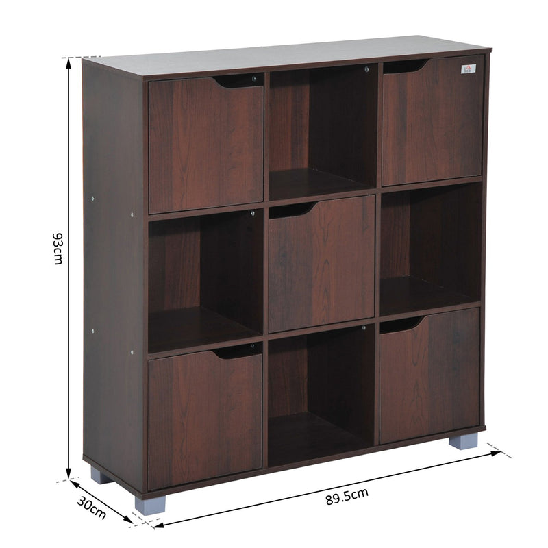 Libreria in Legno da Terra con 9 Scompartimenti Marrone 89.5x30x93 cm -3