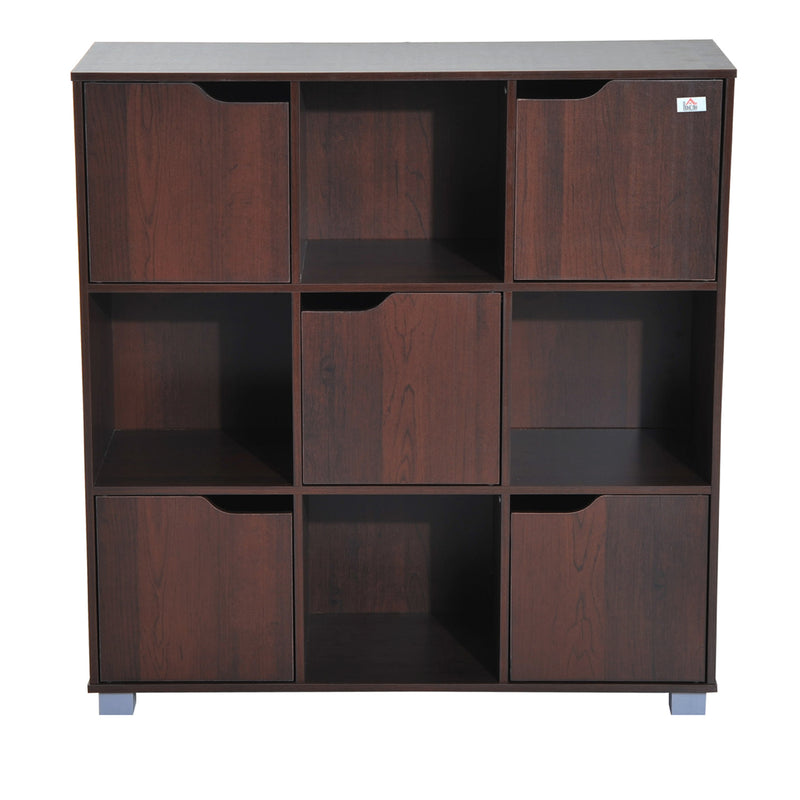 Libreria in Legno da Terra con 9 Scompartimenti Marrone 89.5x30x93 cm -4