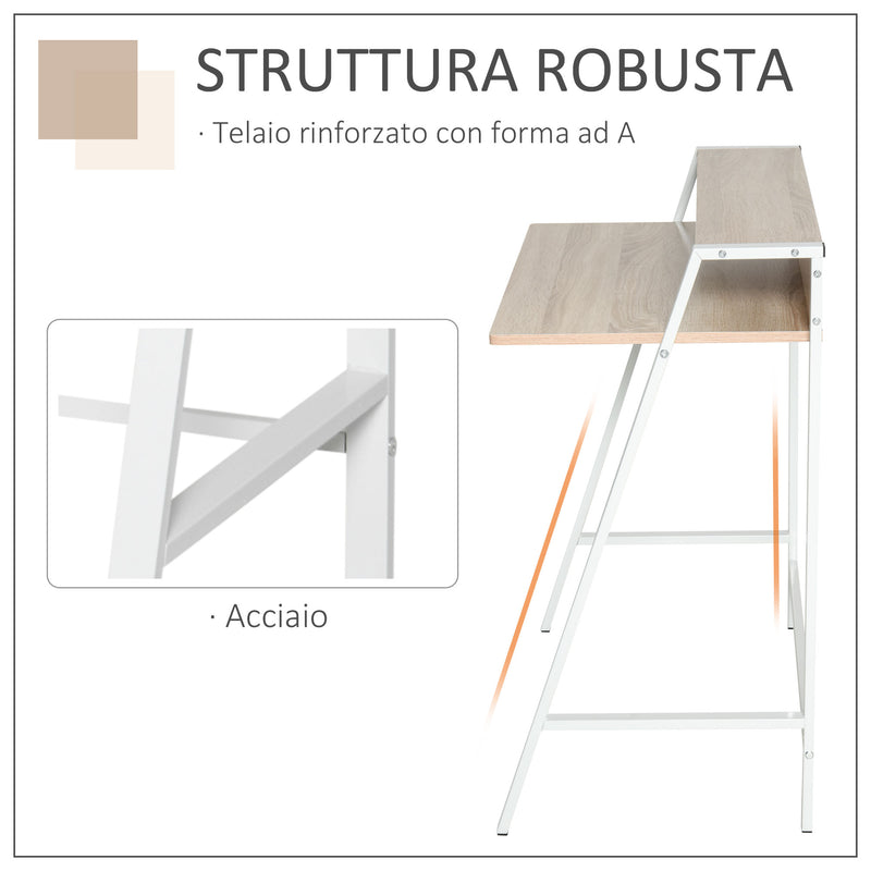 Scrivania da Ufficio 84x45x85 cm in Legno e Metallo Rovere-5