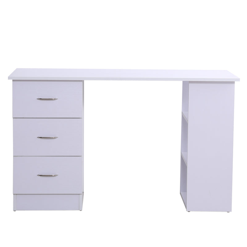 Scrivania da Ufficio con 3 Cassetti e Ripiani in Legno Bianco 120x49x72 cm -10