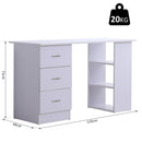 Scrivania da Ufficio con 3 Cassetti e Ripiani in Legno Bianco 120x49x72 cm -3