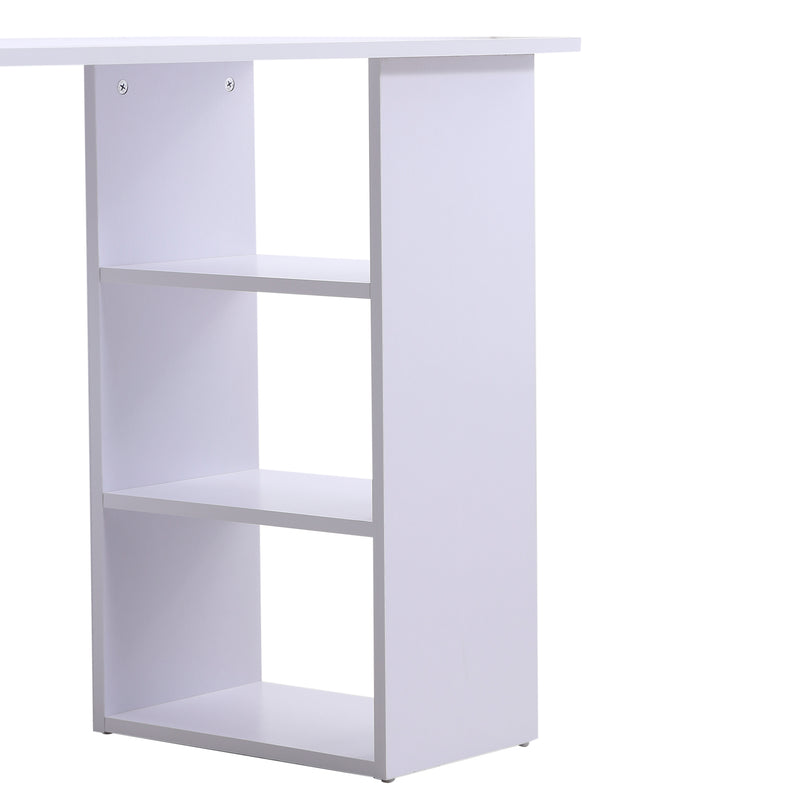 Scrivania da Ufficio con 3 Cassetti e Ripiani in Legno Bianco 120x49x72 cm -8