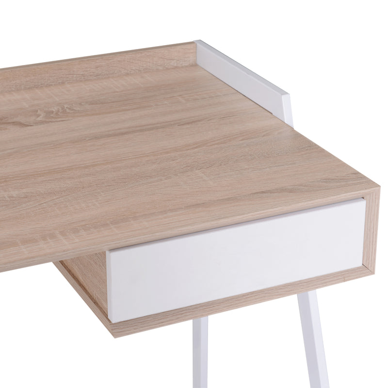 Scrivania da Ufficio con Cassetto in Legno e Acciaio Bianco e Rovere 120x60x80 cm -7