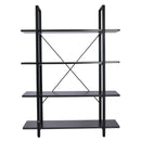 Libreria Scaffale a 4 ripiani aperti stile industriale in acciaio Nero 105x33.8x138 cm -4