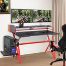 Scrivania da Gaming 168x66x92.5 cm in Acciaio e MDF con Portabicchiere  Rossa e Nera-2