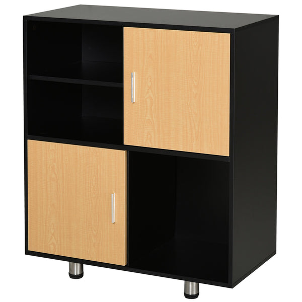 Bücherschrank 5 Regale 2 Türen 80x40x96 cm in schwarzer Spanplatte online