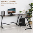 Scrivania Angolare da Ufficio 155x115x91.5 cm in Metallo e Truciolare Nero-5