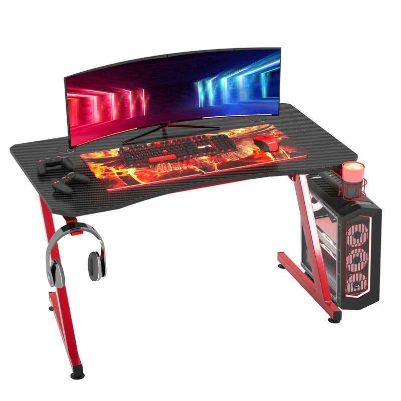 Scrivania Gaming 120x65x74,5 cm in Legno e Acciaio  Rosso e Nera-4