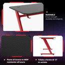 Scrivania Gaming 120x65x74,5 cm in Legno e Acciaio  Rosso e Nera-7