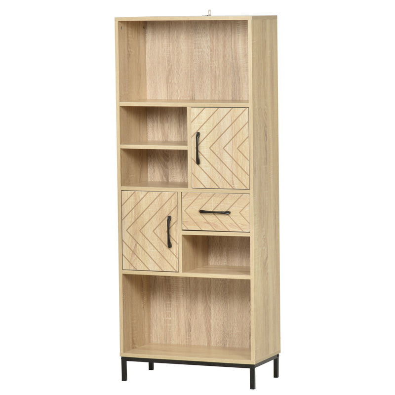 Libreria 60x30x150 cm con Ante e Cassetti in Legno -1