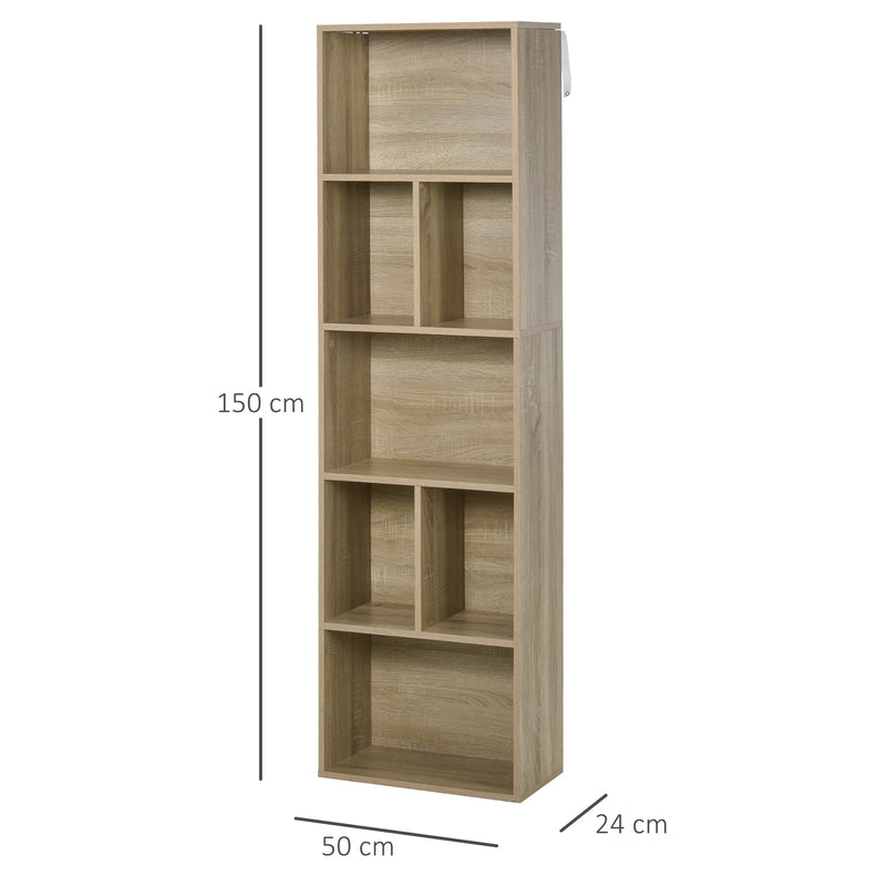 Libreria Scaffale 50x24x150 cm 5 Ripiani in Legno  Rovere-5