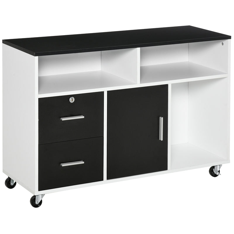 Mobile Porta Stampante con Cassetti 100x35x65 cm in Legno Truciolare Nero e Bianco-1