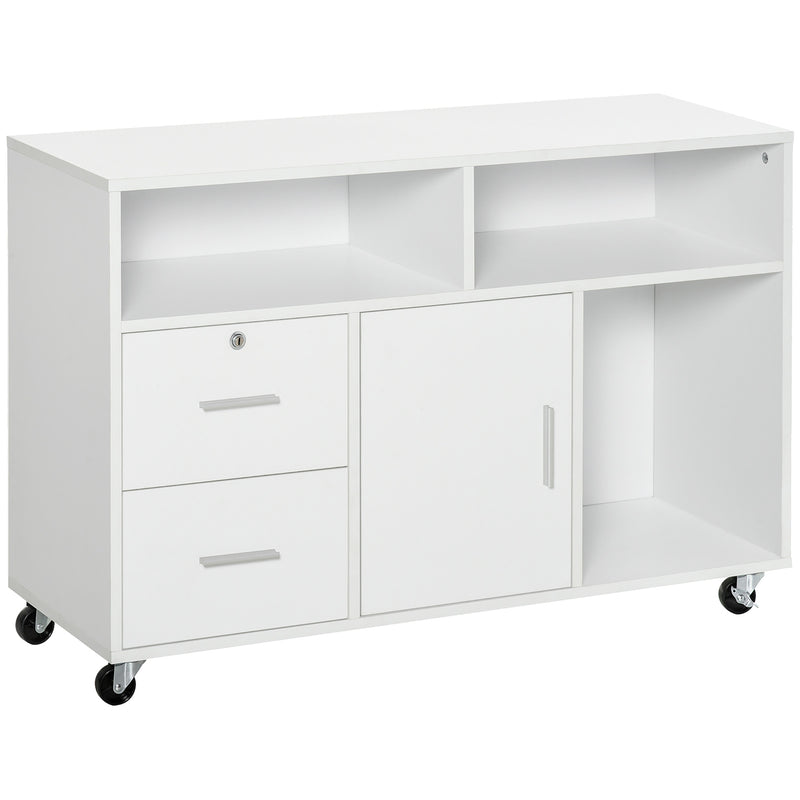 Mobile Porta Stampante con Cassetti 100x35x65 cm in Legno Truciolare Bianco-1