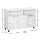 Mobile Porta Stampante con Cassetti 100x35x65 cm in Legno Truciolare Bianco-3