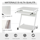 Scrivania Porta PC 60x48x73 cm con Ruote  Bianca-7