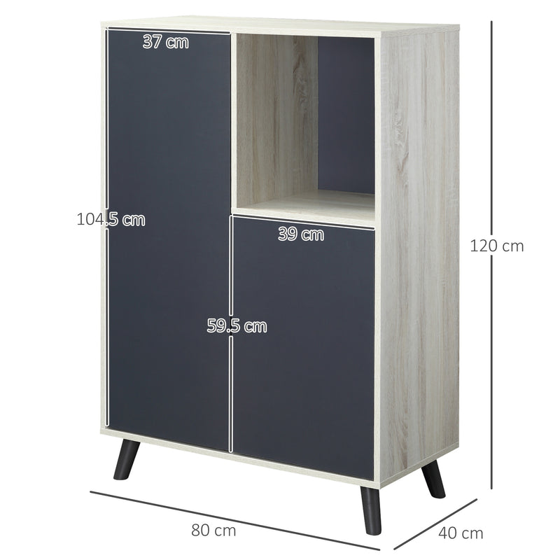 Libreria Moderna 80x40x120 cm 2 Ante 1 Ripiano Grigio Scuro-3