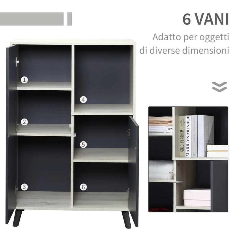 Libreria Moderna 80x40x120 cm 2 Ante 1 Ripiano Grigio Scuro-4