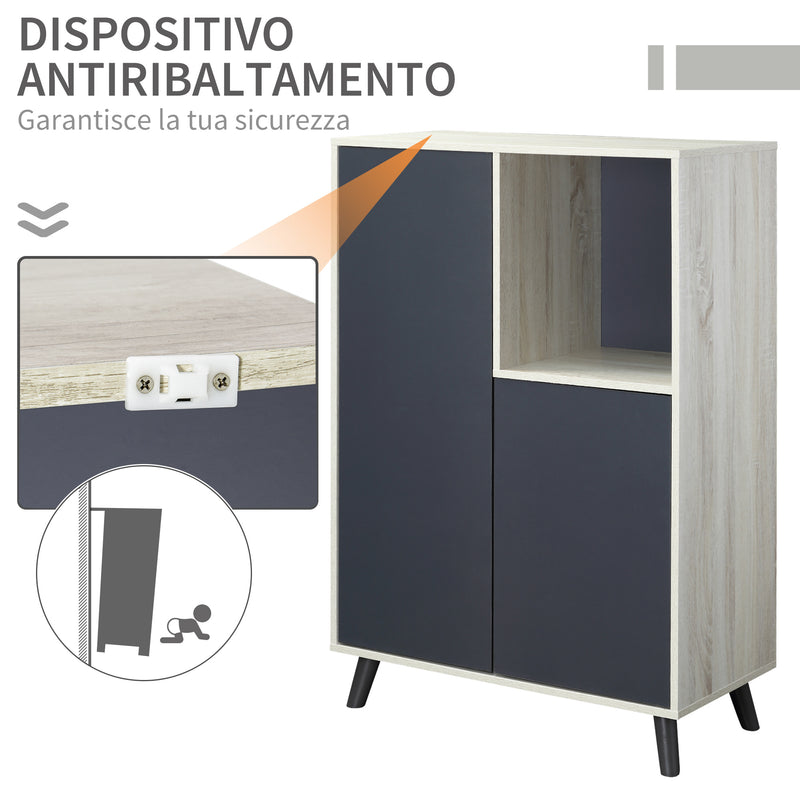 Libreria Moderna 80x40x120 cm 2 Ante 1 Ripiano Grigio Scuro-5