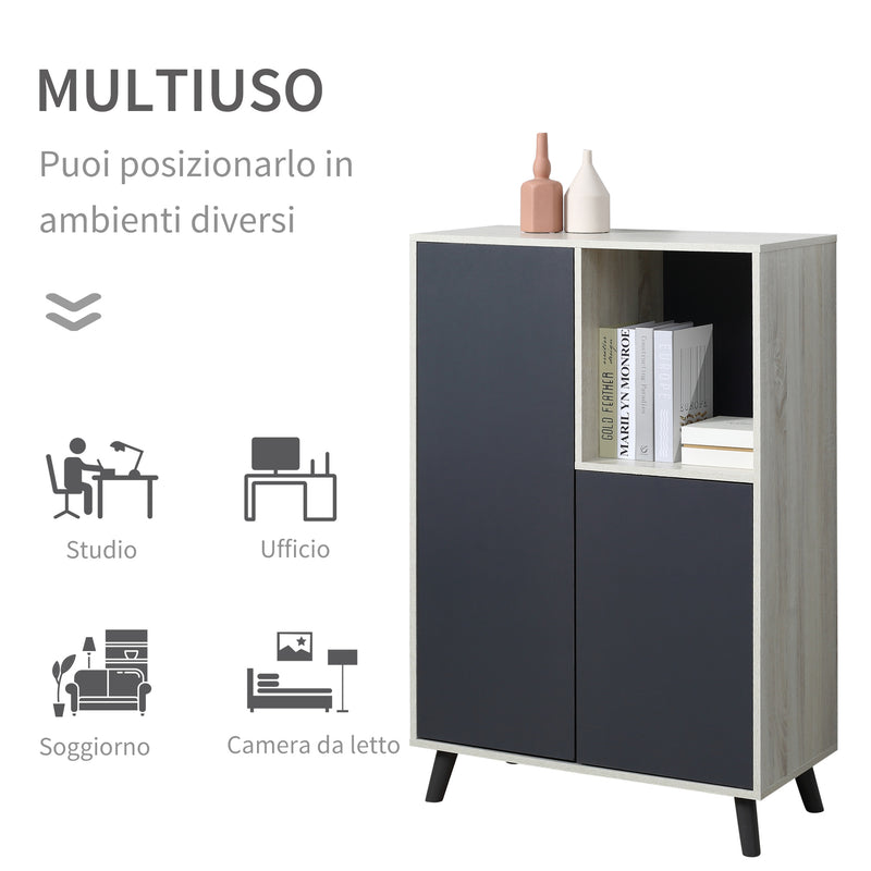 Libreria Moderna 80x40x120 cm 2 Ante 1 Ripiano Grigio Scuro-6