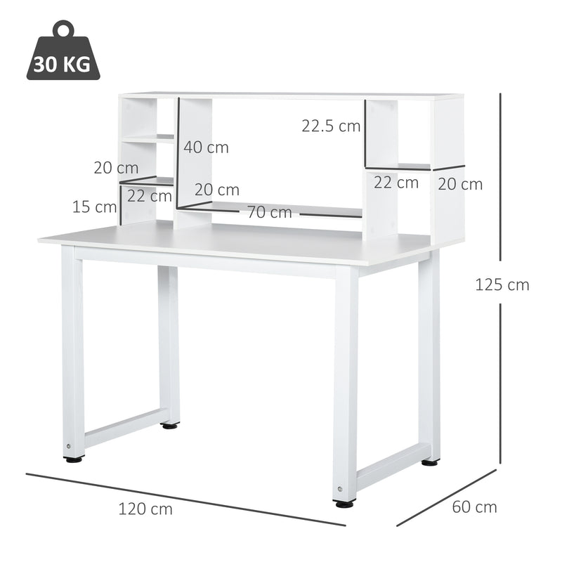 Scrivania con Scaffale 120x60x125 cm in Legno Bianco-3