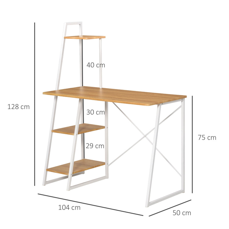 Scrivania da Ufficio 104x50x128 cm in MDF e Metallo Colore Legno-3