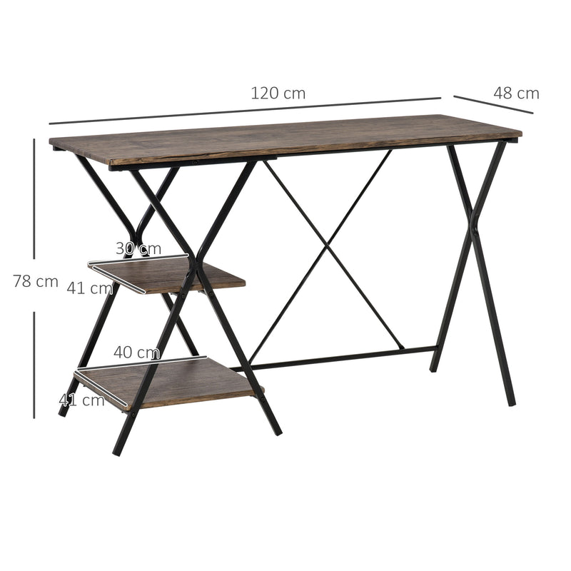 Scrivania da Ufficio 120x48x78 cm in Metallo e Truciolare Marrone-3