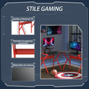 Scrivania da Gaming Angolare 125x125x75 cm in Metallo Nero e Rosso-5