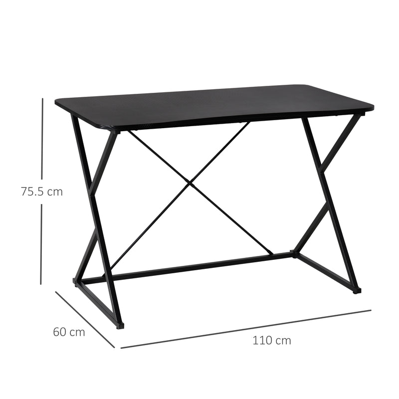 Scrivania da Ufficio Compatta 100x60x75,5 cm in Metallo e MDF Nera-3