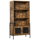 Libreria 3 Ripiani e 2 Ante 81x40x160 cm in Legno e Metallo Marrone e Nero-1