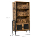 Libreria 3 Ripiani e 2 Ante 81x40x160 cm in Legno e Metallo Marrone e Nero-3