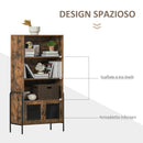 Libreria 3 Ripiani e 2 Ante 81x40x160 cm in Legno e Metallo Marrone e Nero-5