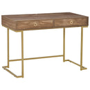 Consolle Ingresso 2 Cassetti 110x55x76 cm in Metallo e MDF Marrone e Oro-1