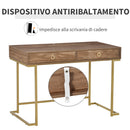 Consolle Ingresso 2 Cassetti 110x55x76 cm in Metallo e MDF Marrone e Oro-6